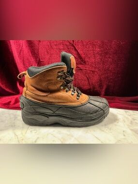 High Sierra 9.5M Brown Leather Waterproof Duck Boot with Black Rubber Outsole